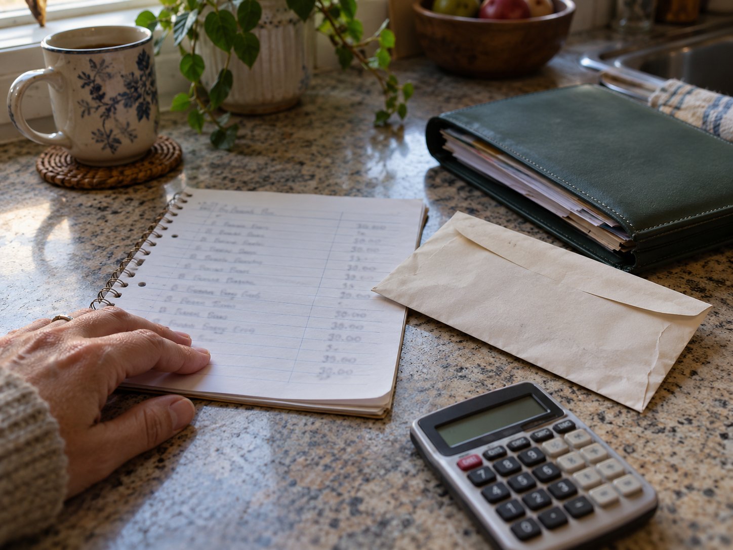 Payday savings amounts written beside a simple Christmas savings envelope