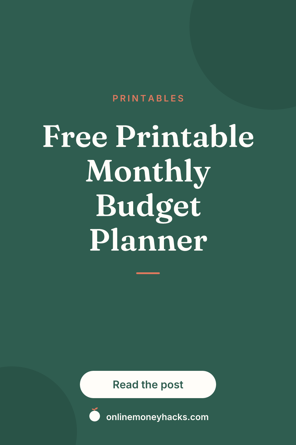 Free Printable Monthly Budget Planner